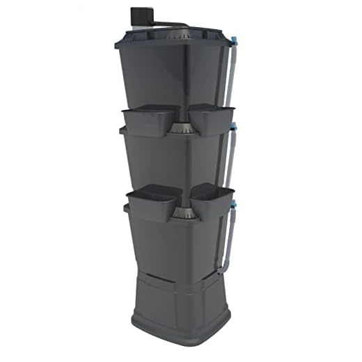 Rainwater Terrace Barril de Lluvia de 200 litros con 3 Niveles con 1 Maceta en la Parte Superior y 4 macetas Laterales- Negro