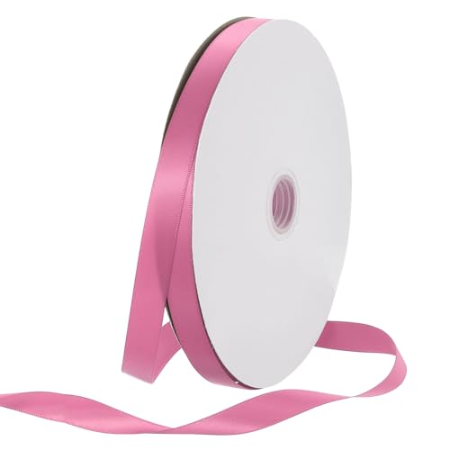 Rebower 50 Yard Satin Ribbon Thick Double Face Grosgrain Silk Ribbon, [for Gift Wrapping, Hair Bows, Wedding, Cake, Flower] - 0.6"(1.5cm)/Pink