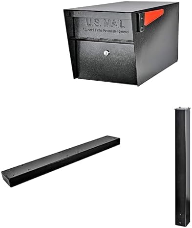 Mail Boss Mail Manager X3 In-Ground Mount Combo Kit Locking Metal Standard Mailbox - Black