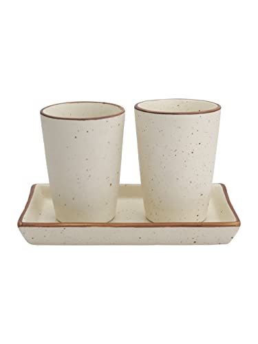 Image of miah decor Ceramic Coffee Mugs Set with Serving Platter, Handmade Stoneware