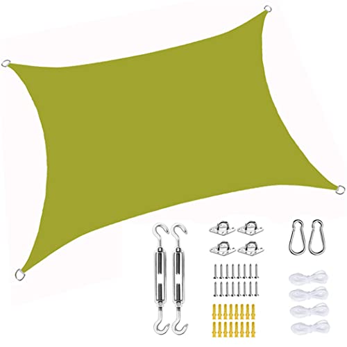GOODLUKY Toldo De Vela De Sombra Impermeable 3X2,5M Vela Parasol Rectangular 95% De Protección UV 160GSM Lona Toldo Exterior,Toldos Vela Exterior Terraza con Kit Montaje Toldos Vela,Green 1 Cover