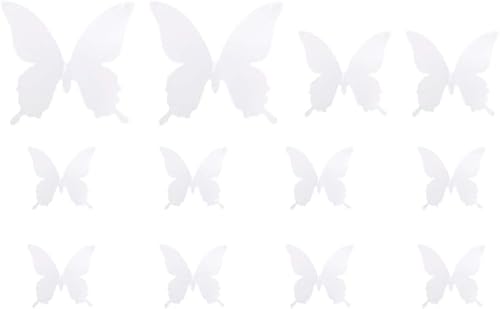 PHILISENMALL 48 calcomanías de pared extraíbles de mariposa 3D sólidas blancasnegras para pared, decoración impermeable 3D de PVC para ventanas,