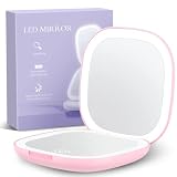 Gospire Rechargeable Travel Makeup Mirror with Lights and Magnification 1X/10X, LED Compact Mirror w