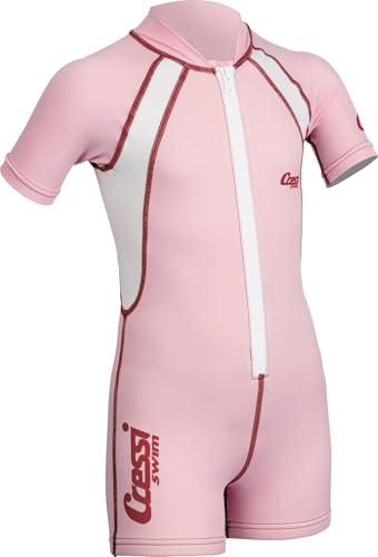 Migliora la capacità termica Cressi Shorty Kid - Muta Shorty per Bambini in Neoprene Ultra Stretch 1.5/2mm, Maniche Corte, XXL (7/8 Anni), Rosa/Bianco