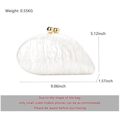 Image of Acrylic Shell Shaped Bag Luxury Marble Clutch Evening Purses for Women Glitter Handbag for Wedding Cocktail Party Prom