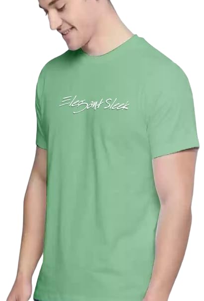 Image of Round Neck Typography Solid Colour Men's T-Shirt