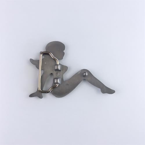 Image of JEAN'S FRIEND Antique Brushed Silver Trucker Girl Mudflap Girl Belt Buckle