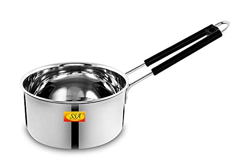 Image of Shiv Shakti Arts Stainless Steel Heavy 18 Gauge Sauce Pan, Milk Pan | Tea Pan, Induction & Gas Compatiable - 1.5 Liter, 17.5 cm - Length