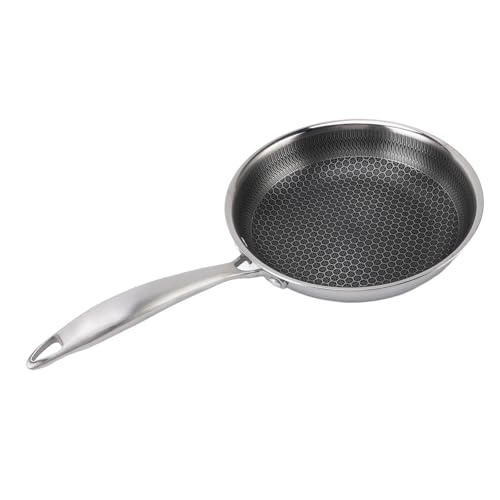 Gsycle 316 sartén de acero inoxidable, utensilios de inducción de sartén universales no indicadores de acero inoxidable para cochecitos de gas para estufas de gas (20 cm)