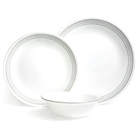 CORELLE Geschirr Geschirr für 4 Personen Enthält 4 Teller Beilagenteller Schüsseln 3 x beständiger nimmt halb so viel Platz Gewicht wie Keramik 1146820 Cover