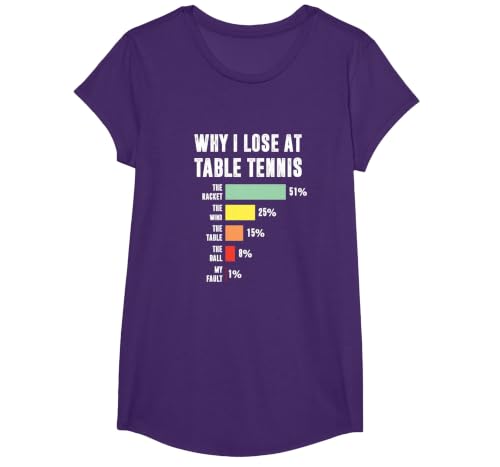 Why I Lose At Table Tennis, Funny Table Tennis Player T-Shirt, Girls, Purple, Small