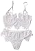 ALLICERE Womens Sexy Nightwear Lingerie Set Lace Bra +Thongs Briefs G-String with Steel Ring(Color White,Size:M)