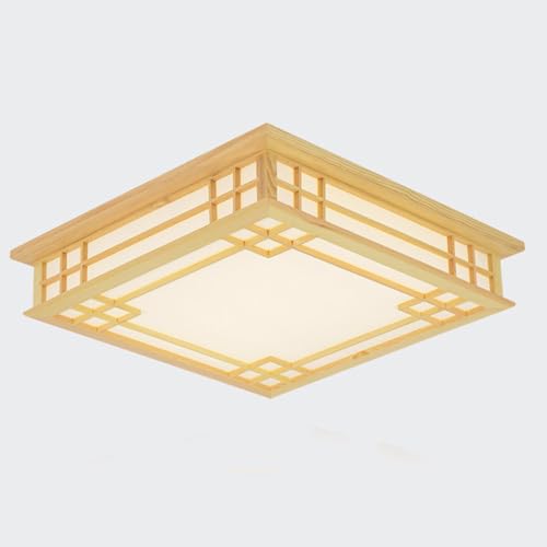 Plafond LED carré bois émettant éclairage latéral plafonnier salon