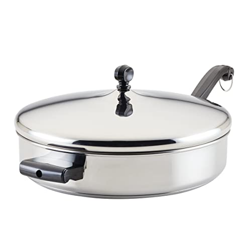 Image of Farberware Classic Saute Pan / Frying Pan / Fry Pan with Lid and Helper Handle - 4.5 Quart, Silver, 50012