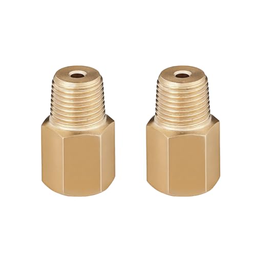 PIHIL 1-8 BSPT Male to 1-8-27 NPT Female,for Pressure Gauge Sensor Thread Adapter,Brass,2 Pack
