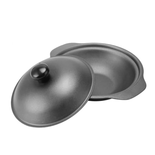 Veemoon Cazuela de Hierro Fundido con Tapa Ventilada Olla para Arroz con Pollo Estofado Superficie Lisa y Diseño Ergonómico para Cocina Tradicional