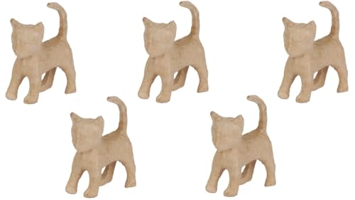 Décopatch AP154Opack - Packung 5 Träger zum Verzieren, aus Pappmaché, Kätzchen - Katze - Kater, 11x6x13 cm, Kraftbraun, 1 Pack