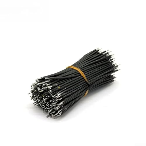 Cable electrónico estañado, PVC para cable de puente, resistencia a altas temperaturas, extremos preestañados para soldadura segura, ideal para proyectos electrónicos de bricolaje (negro)