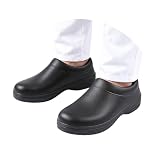 Generisch rutschfeste Clog-Schuhe für Arbeit Küche Garten Herren Regenstiefel mit niedrigem Absatz durchgehendem Design für den ganzjährigen Einsatz in Hotel Pflege Beruf (Black, 44)