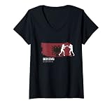 Damen Damen Boxen Albanien Combat Sports Fighter Boxen T-Shirt mit V-Ausschnitt