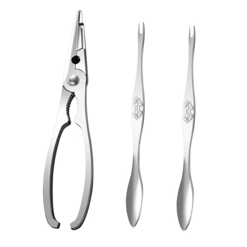 Holibanna Set Utensili per Frutti di Mare 3 Pezzi in Acciaio 304, Pinze e Aghi per Granchi Impugnatura Ergonomica Antiscivolo, Strumenti Resistenti per Uso Domestico e Feste di Granchio Bollito