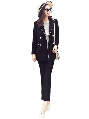 Costume deux pièces femme ensemble veste pantalon tenue décontractée voyage chic