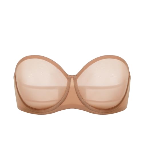 Image of DELIMIRA Women's Cosnufy Strapless Bra Sheer Mesh Plus Size Unlined Underwire Bras