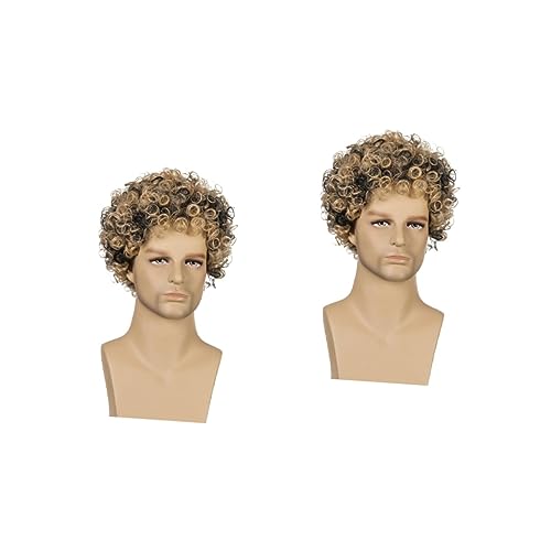 Perruque bouclée courte homme Beavorty avec volume naturel et boucles noires