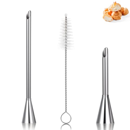 Guduling 3 Pcs Cream Icing Piping Nozzle Tips,Stainless Steel Long