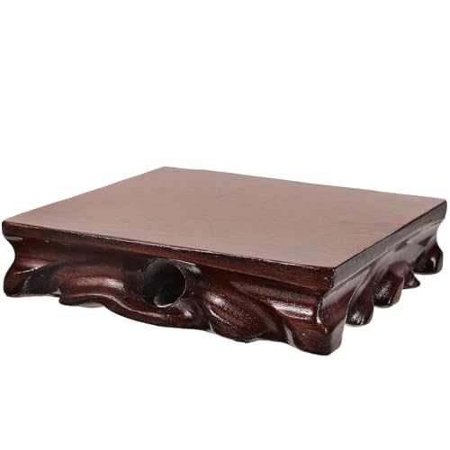 AMUSLESUR 正方形木製ディスプレイベース 無垢材製 根彫り工芸品用 安定感ある仏像 花瓶スタンド インテリア置物用スリッシュ台座