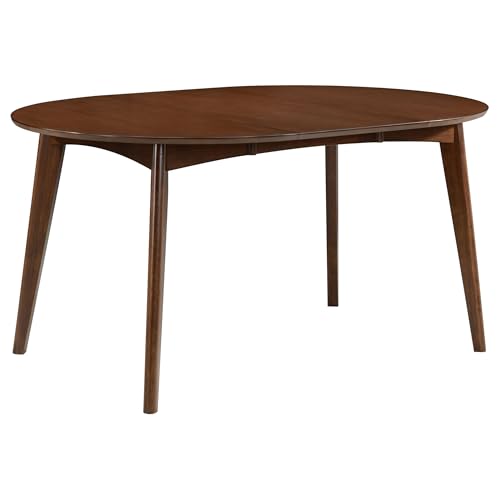 Coaster Home Furnishings - Jedda - Wood - 60-Inch Oval Dining Table with 18-Inch Extension Leaf, Angled Legs, and Dark Walnut Finish - Dining Room & Home Kitchen - Dark Walnut - 105361