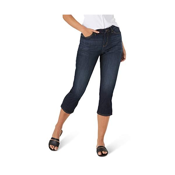 Lee Women's Sculpting Slim Fit Mid Rise Capri Jean, Dark Harbor, 14 Petite