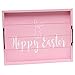 Elegant Designs HG2000-LPE Decorative Wood Serving Tray w/ Handles, 15.50'' x 12'', Hoppy Easter, Light Pink