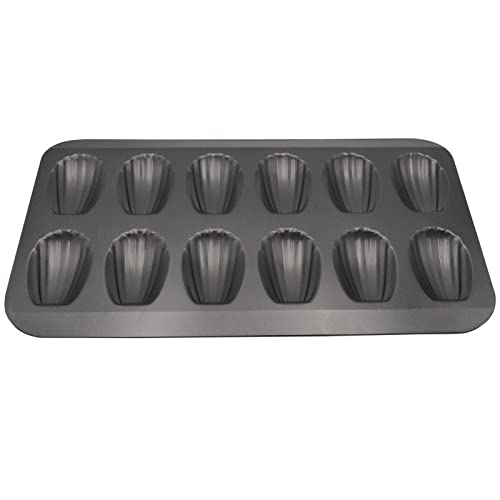 Moule Madeleine 12 Cavités Mini Madeleine Bakeware Acier Carbone Madeleine Tin Antiadhésifs Madeleine Pâtisserie Plaque Moule à Madeleines avec Revêtement Antiadhésif Moule à Madeleines pour Biscuits Cover