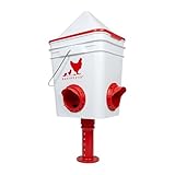 RentACoop Chicken Feeder-Holds 20 Pounds-Pellets-Crumbles-Grain in Bucket - for 21st Century Chicken Owners - Inside or Outside of Coop - Use with Nipple Waterer (2 Feed Ports - Corner (4-6 Hens))