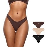 INLYRIC Women's Inbarely Soft Thong - No Show Sexy Panties Breathable V-waisted Ladies Underwear 3 Pack Basic 06 (3pack) Small