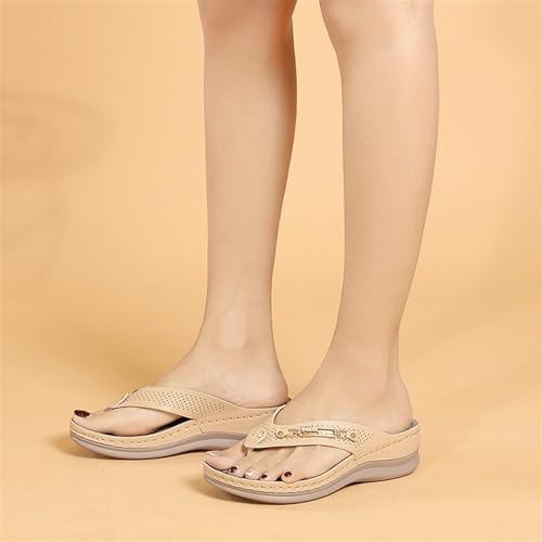Women Beach Flip Flops Summer Sandals Slipper with Arch Support Peep Toe Anti-Slip Breathable Sandal Vintage Flip Flops4