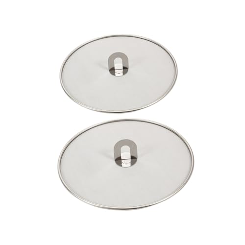 ABOOFAN 2 Pcs Stainless Steel Mesh Splatter Pot Cover Pot Lids for Grease Protection Multi Function Kitchen Use Easy to Handle Comfortable Grip