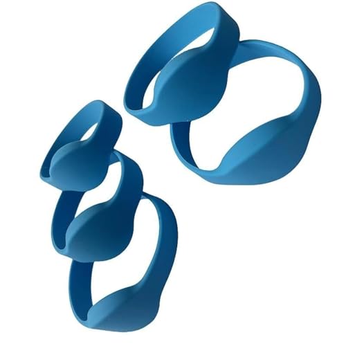 YARONGTECH RFID 13.56MHz ISO14443A Waterproof Silicone Wristband Bracelet for Adults (Pack of 100) (Blue)