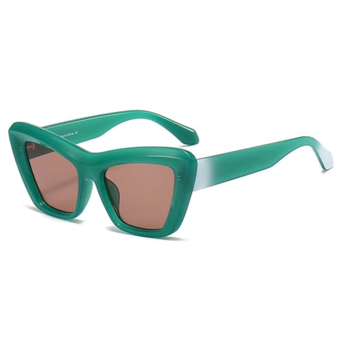 Lunettes de soleil oeil de chat vintage LVTFCO verres dégradés thé vert taille unique