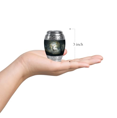 Image of Deer Urn Mini Cremation Urns for Human Ashes Adult Female 3 Inch 2 Qty | Decorative Burial Urns Funeral Urn