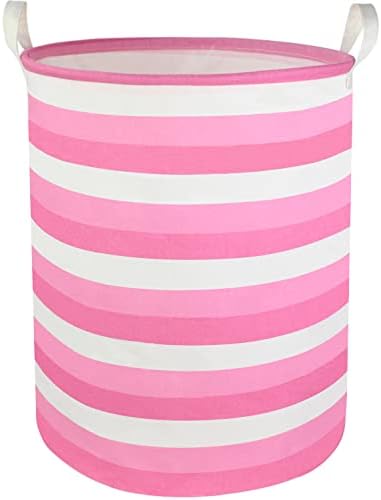 CLOCOR Pink Laundry Basket,Baby Girl Clothes Hamper for Nursery,Collapsible Toy Storage Bin with Handles, Room Decor,Waterproof Storage Basket(Pink Hamper)