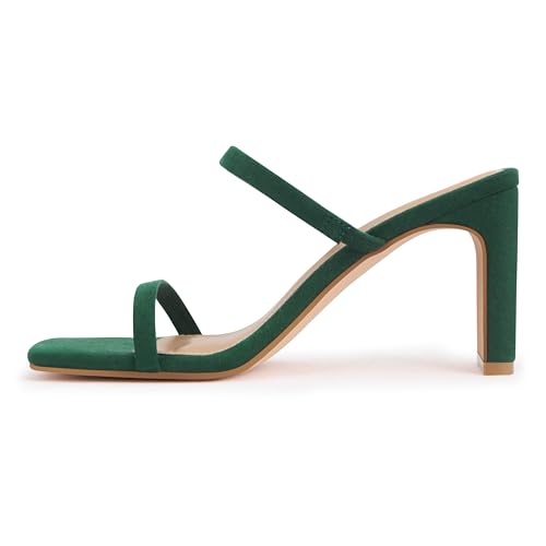 Image of Carcuume Women's Square Toe Two Strap Open Toe Block Heels Sandals Slip On Shoes