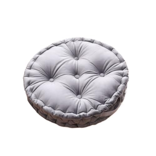 MWAHJU CojíN Almohada Redonda de meditación, cojín Grueso con mechones sólidos for Silla de Yoga, Cojines de Suelo for meditación en el hogar y la Oficina para Interior(Gray)