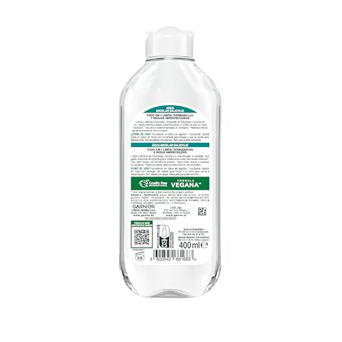 Garnier Agua Micelar Salicylic Limpia Y Desmaquilla para Piel Grasa, 400ml | Acción Anti-Imperfecciones, Elimina en Profundidad Cualquier Resto de Maquillaje Del Rostro, Salicylic