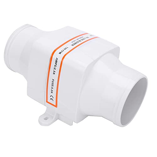 Extractor Fan Marine DC12V, 3in In Line Bathroom Extractor fan Boat Bilge Air Blower White Silent Toilet Ventilator, for Yacht Caravan Kitchen Extract