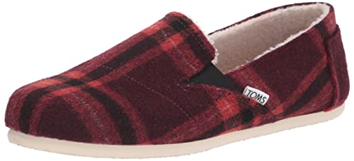 TOMS Womens Redondo Plaid Slip On Flats Casual - Red - Size 6 B