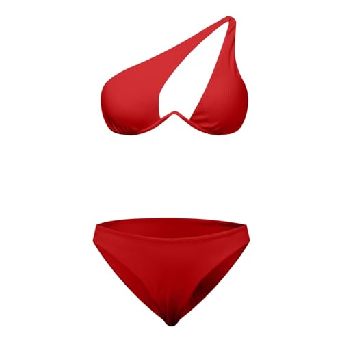 Bikinis Mujer 2026 Braga Alta Traje De Baño De Dos Piezas Conjunto Bañador Control Vientre Cintura Alta Bikini Playa Traje Baño Bikini Sets Talla Grande(1#4-Red, M)