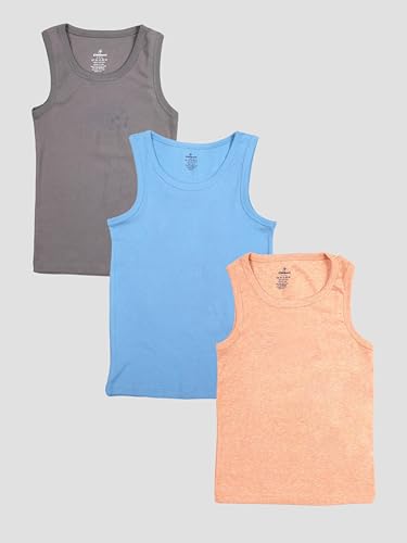 Image of KiddoPanti Boys 100% Cotton Vest Pack of 3 | Cotton 1x1 Rib Knit Sleeveless Innerwear | Soft & Breathable Kids Vest