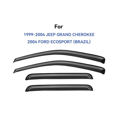 Image of Window Visors Rain Guards Shield for 1999-2004 Jeep Grand Cherokee, Out-Channel Window Vent Wind Deflectors Visors Shades for 2004 Ford Ecosport (Brazil)